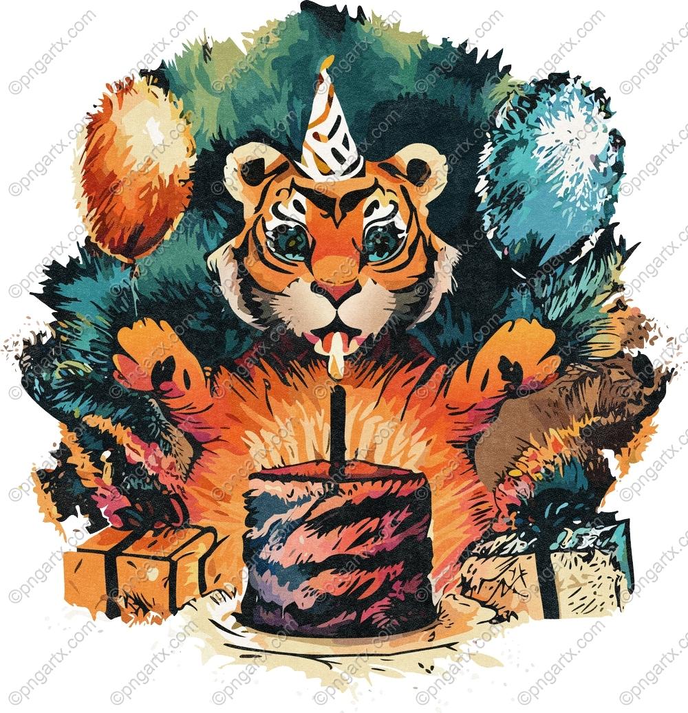 25697704 Happy birthday funny images tiger zodiac cartoon abstract wall art halftone